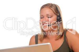 Attractive Customer Support Woman Smiles