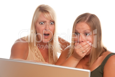 Two Shocked Women Using Laptop