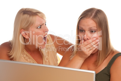 Two Shocked Women Using Laptop