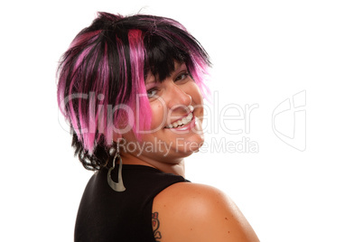 Pink And Black Haired Girl Portrait