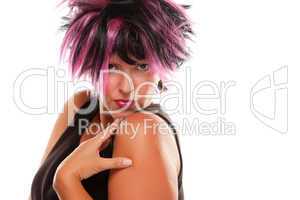 Pink And Black Haired Girl Portrait