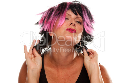 Pink And Black Haired Girl Portrait