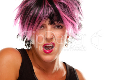 Pink And Black Haired Girl Portrait