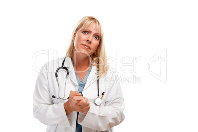 Concerned Female Blonde Doctor