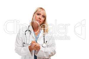 Concerned Female Blonde Doctor