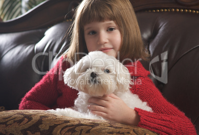 Young Girl with Her Maltese