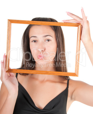 Woman with frame