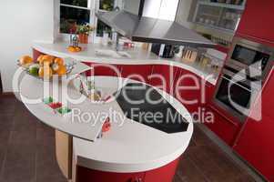 Red modern kitchen