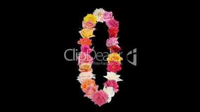 Montage opening rainbow roses number 0 shape alpha matte 0n