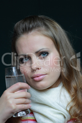 woman with a water glass