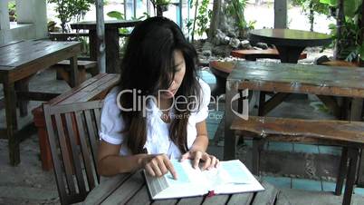 Asian Girl Reading Her Bible
