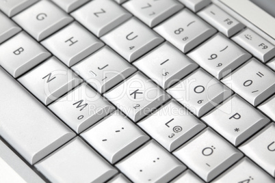 Modern laptop keyboard, closeup
