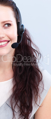 Beautiful woman with a headset on