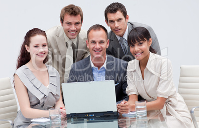 Multi-ethnic business team working together in an office