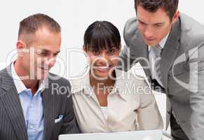 Businesswoman working with two colleagues