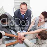 Close-up of multi-ethnic business team with hands together