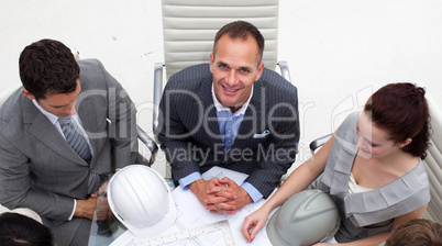 Smiling architect manager in a meeting