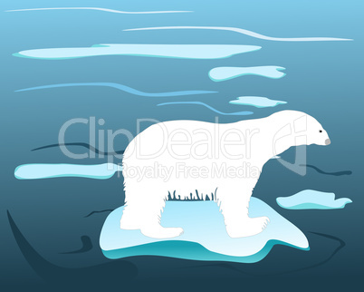 Eisbär auf schmelzender Eisscholle