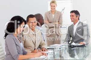 Potrait of a business team at a presentation