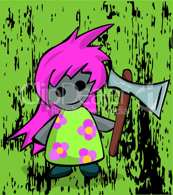 little evil emo girl with axe
