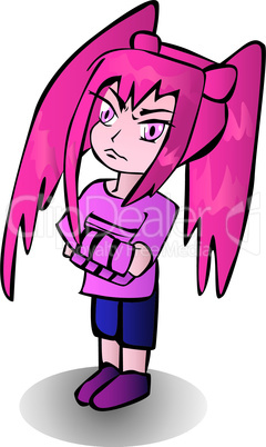 offended girl with pink hair