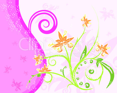 floral element on pink background