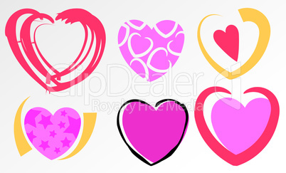 set of six cute valentine's day icons