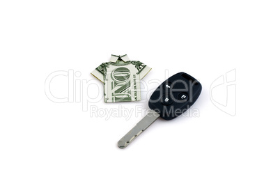 one dollar and  car key