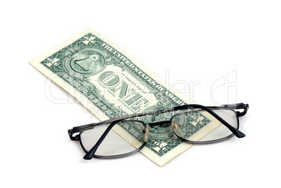 one dollar and glasses