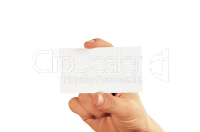 hand with blank white square