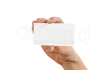 hand with blank white square