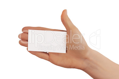 hand with blank white square