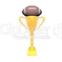 trophy cup with football isolated on a white