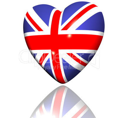 heart with britain flag texture isolated on a white