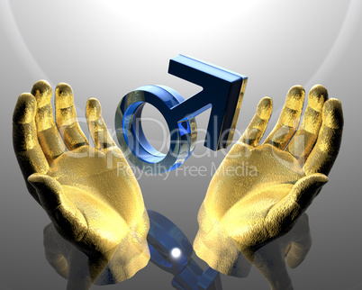 blue mars symbol in hands