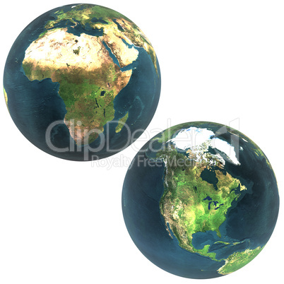 3D world Africa and North America