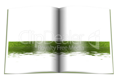 book with Soccer ball on green grass