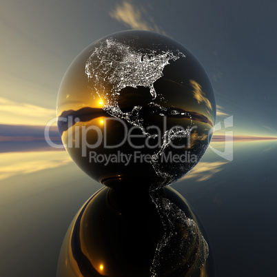 earth model with reflection on the background