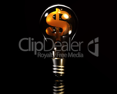 3d lamp with golden dollar sign