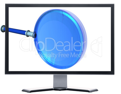 monitor with 3d magnifying glass