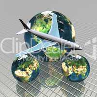 airliner with a globe