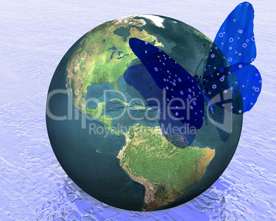 earth with cool butterfly colorful creative back