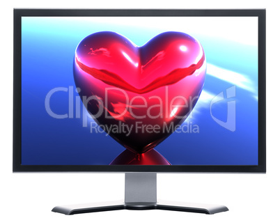 monitor with 3D hearts