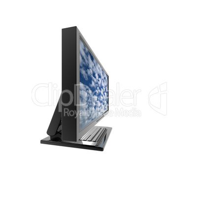 Computer lcd flat monitor isolated on white