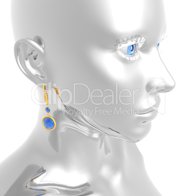 cyber girl portrait isolated on a white