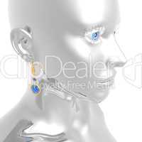 cyber girl portrait isolated on a white