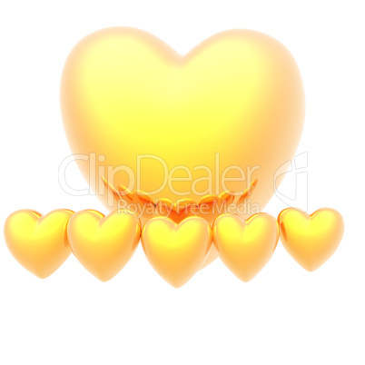 golden heart on a white background