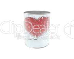 3D cracked glass can with red heart inside