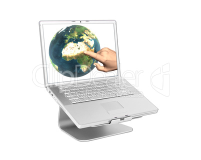 Laptop with earth on screen