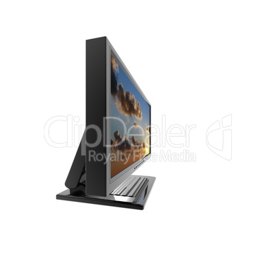 Computer lcd flat monitor isolated on white